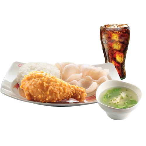 1-pc. with Plain Rice and Drink